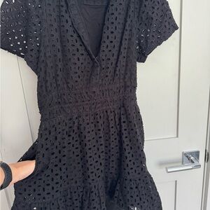 Anthropologie Black Eyelet Mini Dress
